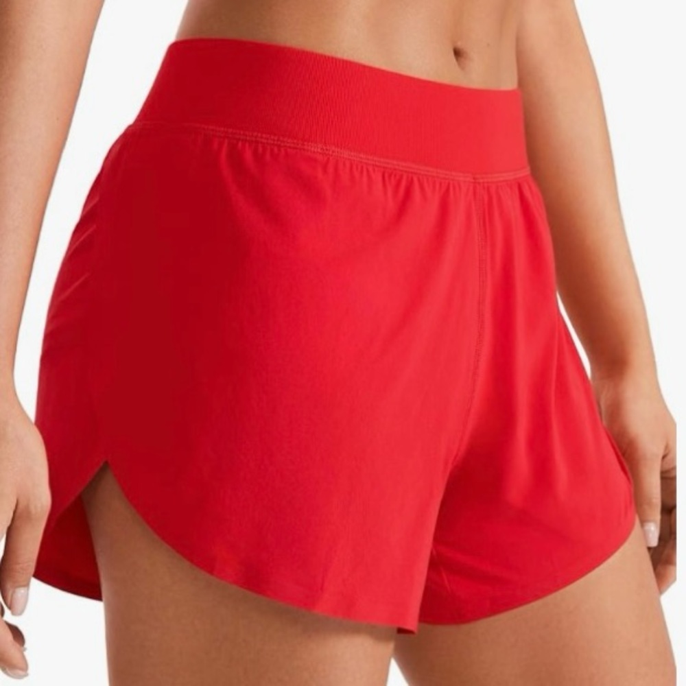 CRZ YOGA Sports High Rise Shorts Lined Tennis Golf Pickleball Red Womens Small
